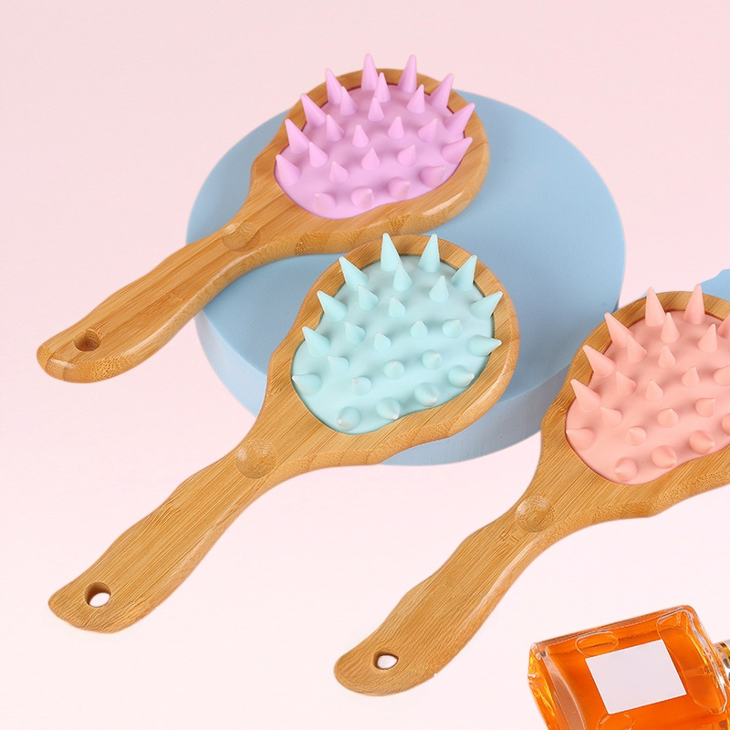 แชมพูด้ามยาวแบบใหม่และหวีนวดถุงลมนิรภัยแบบหวีสางผมทำความสะอาดหนังศีรษะ