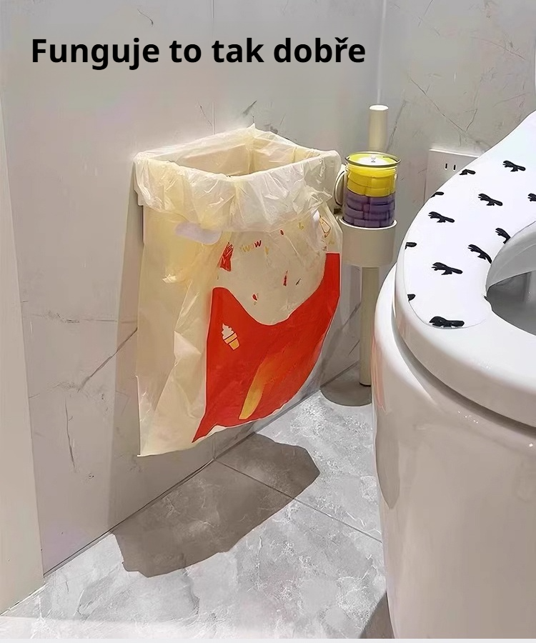 Teleskopický nástěnný držák na plastové sáčky v moderní kuchyni