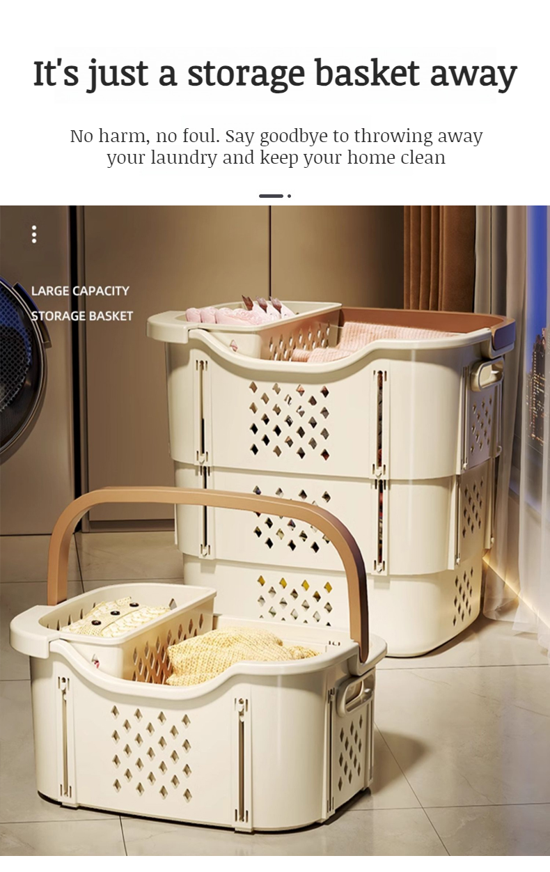 Efficient wardrobe organization with large storage basket