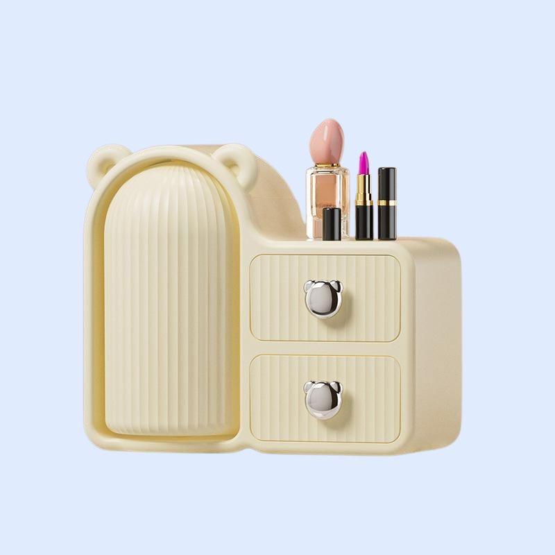卓上回転コスメ収納ケース 防塵引き出し式スキンケア整理ボックス