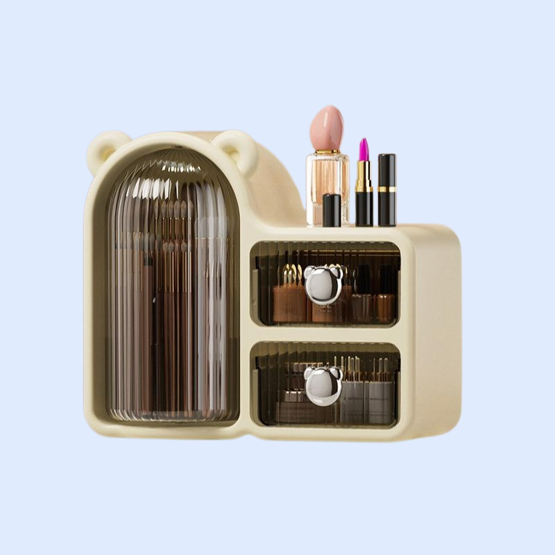 卓上回転コスメ収納ケース 防塵引き出し式スキンケア整理ボックス