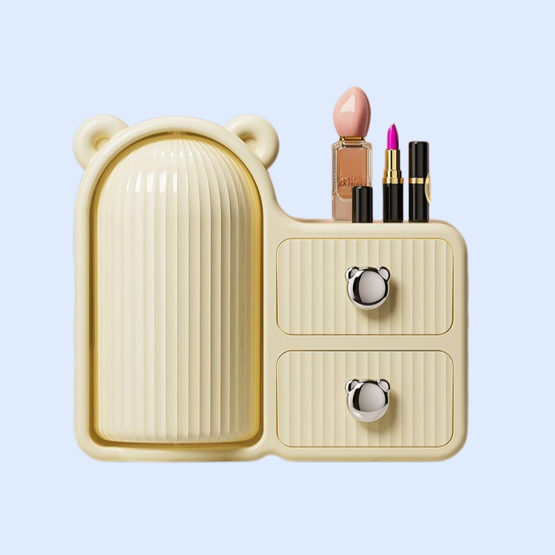 卓上回転コスメ収納ケース 防塵引き出し式スキンケア整理ボックス