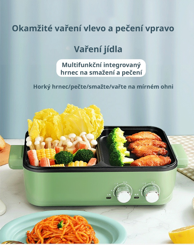 Multifunkční pánev s grilovacím hrncem na kuchyňské lince