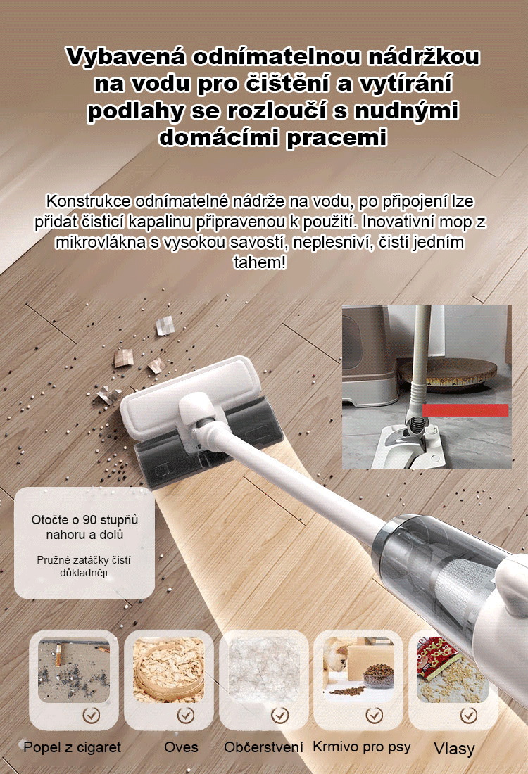 JS-【Bezdrátová integrace sání a vytírání】 stroj na odstraňování roztočů a vakuové vytírání