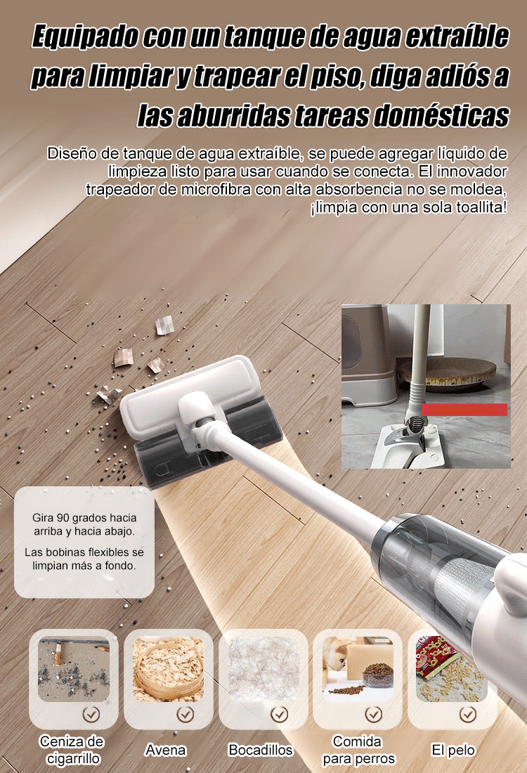  Aspiradora y trapeador de eliminación de ácaros de succión grande