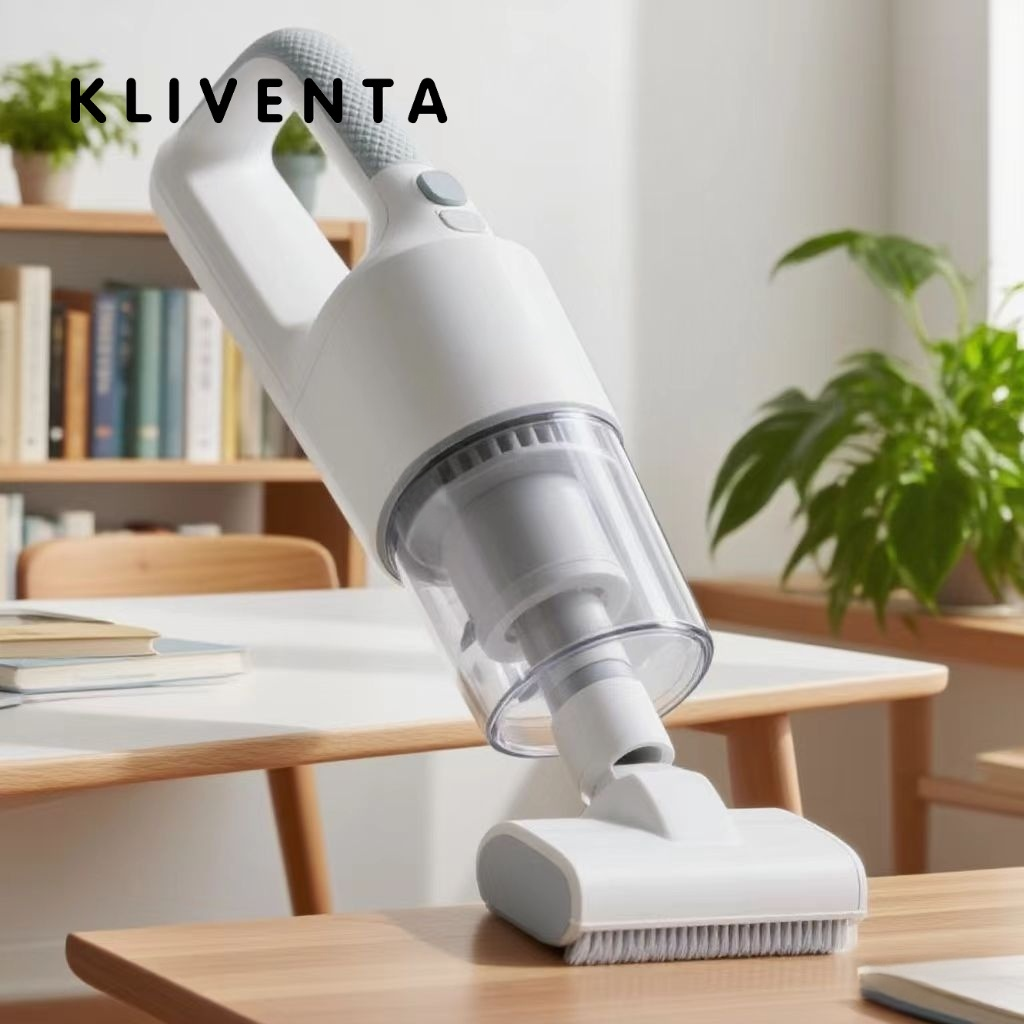 Small vacuum cleaner efficiently cleaning carpet