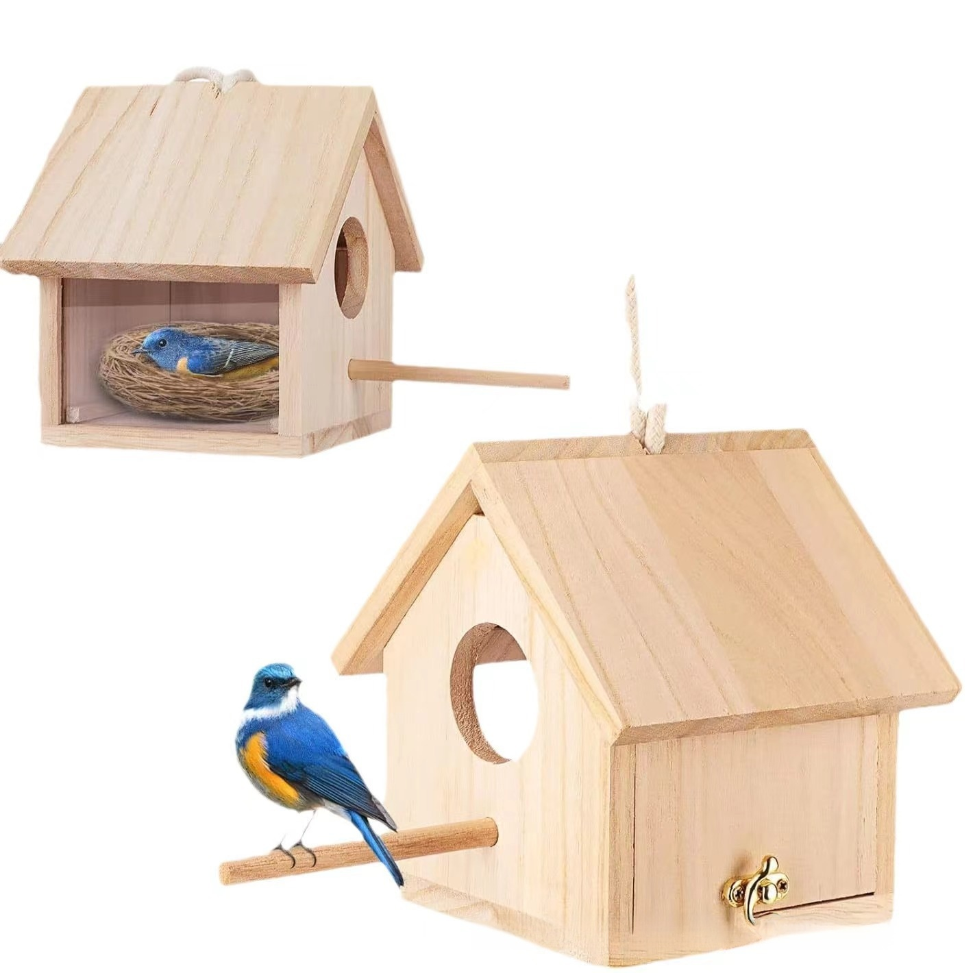無垢材を使用した屋外バードハウス