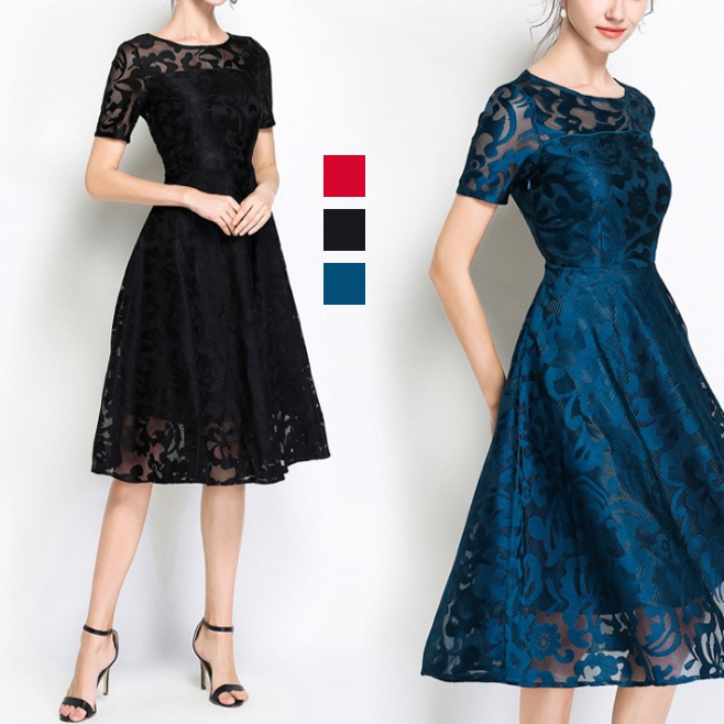 【レースワンピース】エレガントな雰囲気を演出。結婚式やパーティーなどに最高。