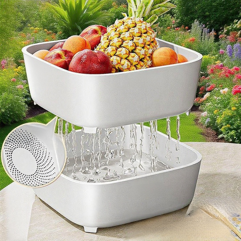 이중 플라스틱 주방 물빼기 바구니