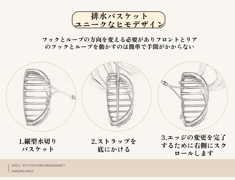 水切り・排水機能付きの漏れ防止シンクバスケット