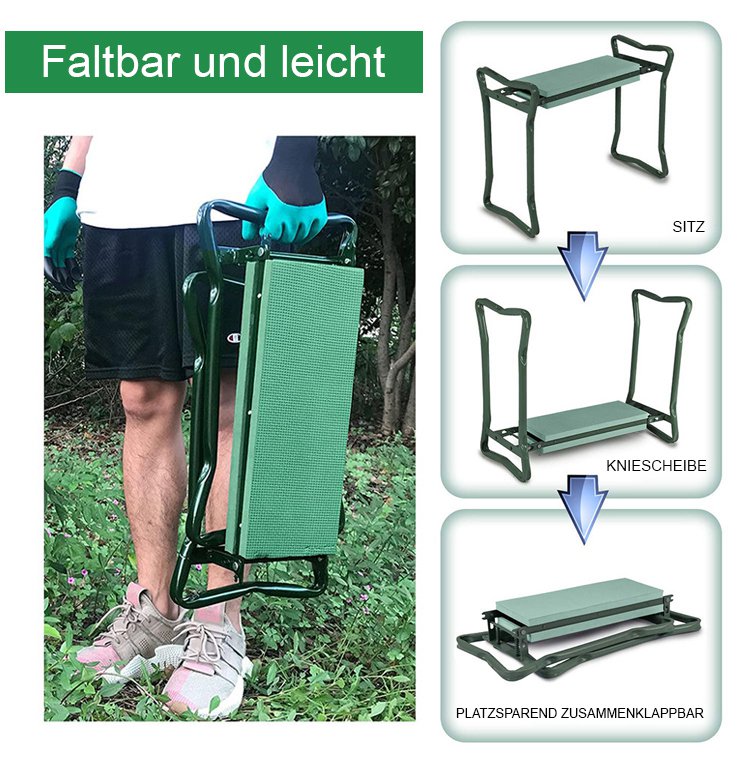 Stabiler 2-in-1 Hocker für Gartenarbeit