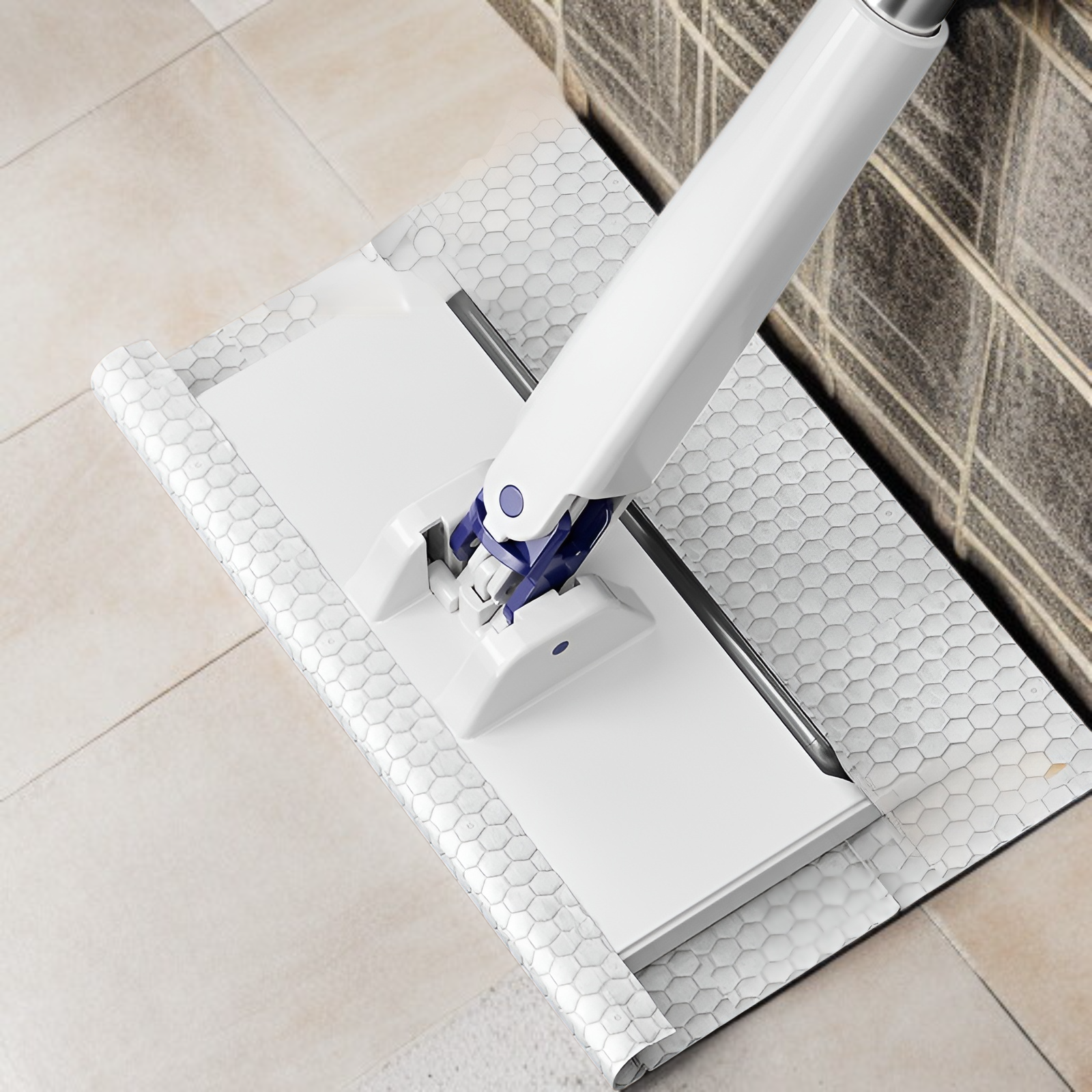 フロアワイパー 本体 1秒で着脱 ワンタッチモップ 2in1水切りワイパー 乾湿両用モップ 拭き掃除 雑巾ワイパー ベランダ 玄関 床 窓 フロア フローリング 掃除道具 使い捨てドライシート付き