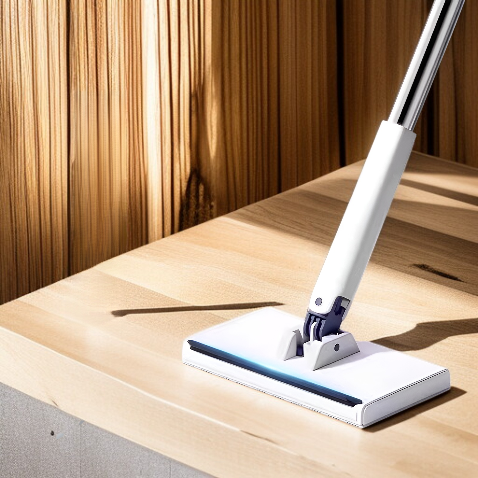 フロアワイパー 本体 1秒で着脱 ワンタッチモップ 2in1水切りワイパー 乾湿両用モップ 拭き掃除 雑巾ワイパー ベランダ 玄関 床 窓 フロア フローリング 掃除道具 使い捨てドライシート付き