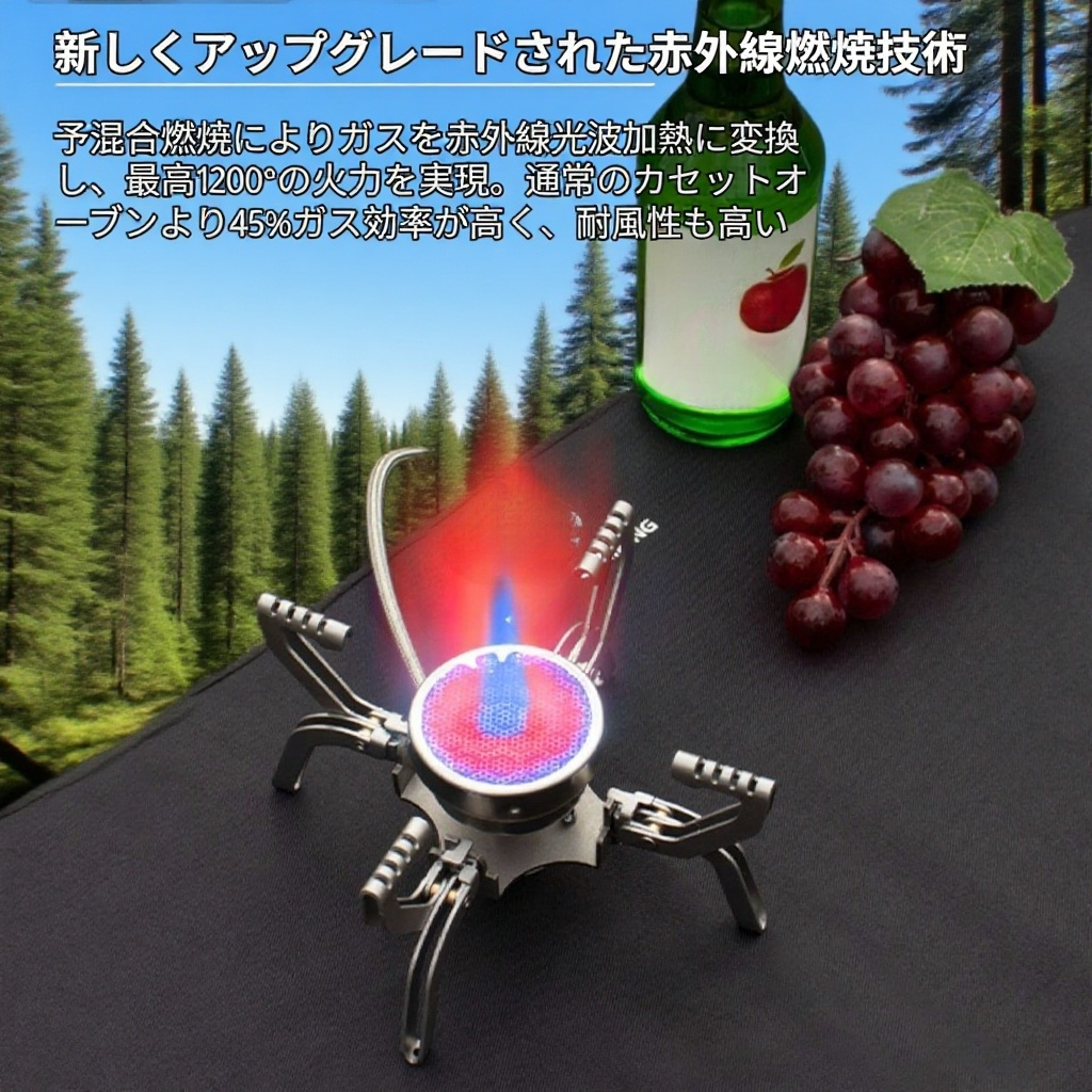 屋外用赤外線UFO分割型カセットキャンプストーブ