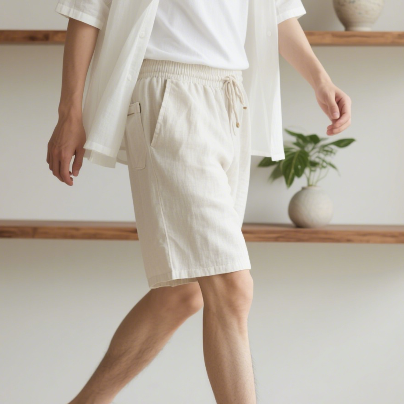 시원하고 통기성이 좋은 속건성 코튼 캐주얼 반바지