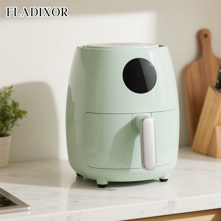 Freidora de aire sin aceite cocinando papas fritas crujientes