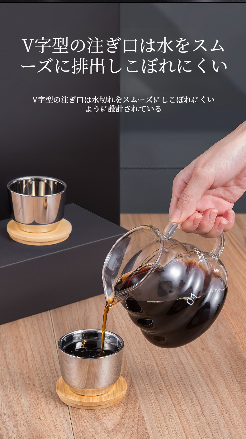 おしゃれな手淹れコーヒーポットのディティール