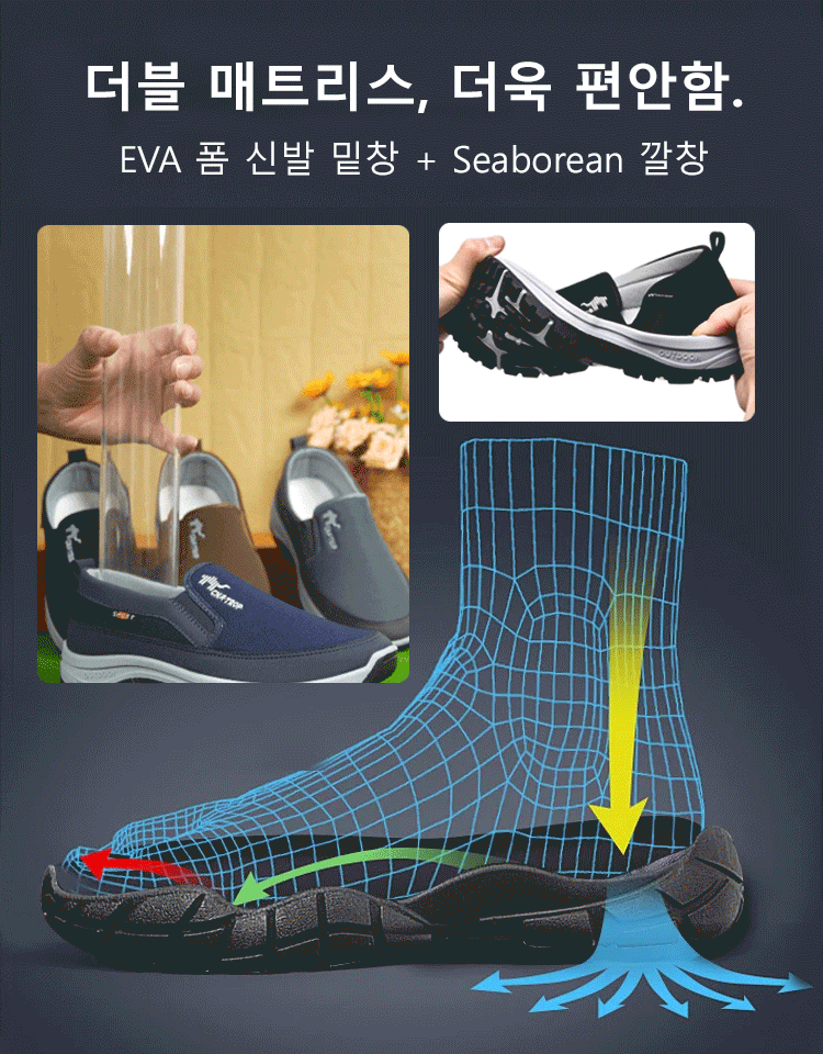 슬립온 미끄럼 방지 소프트 밑창 남성 신발