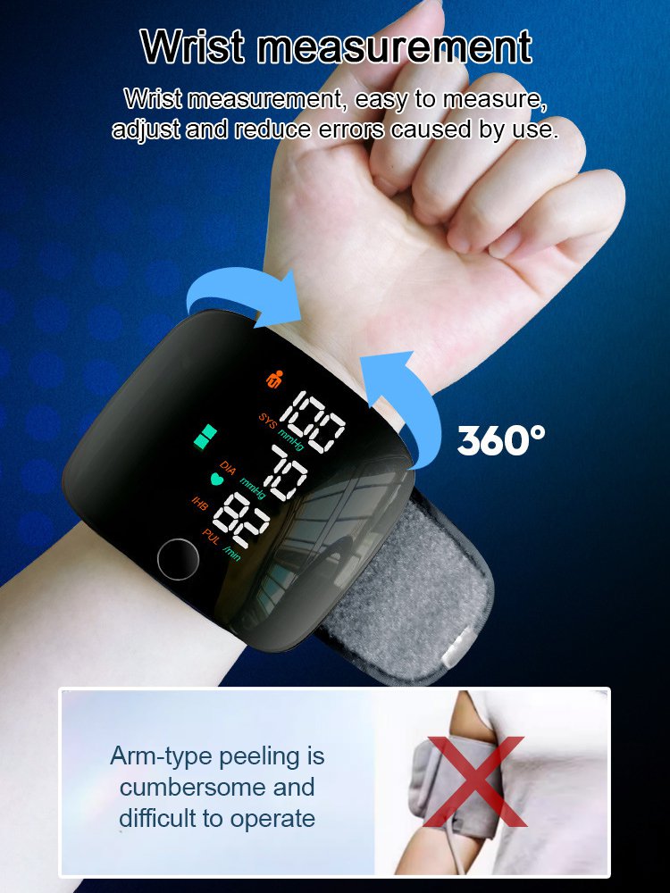 Large Screen Digital Wrist Blood Pressure Meter with Voice Prompt