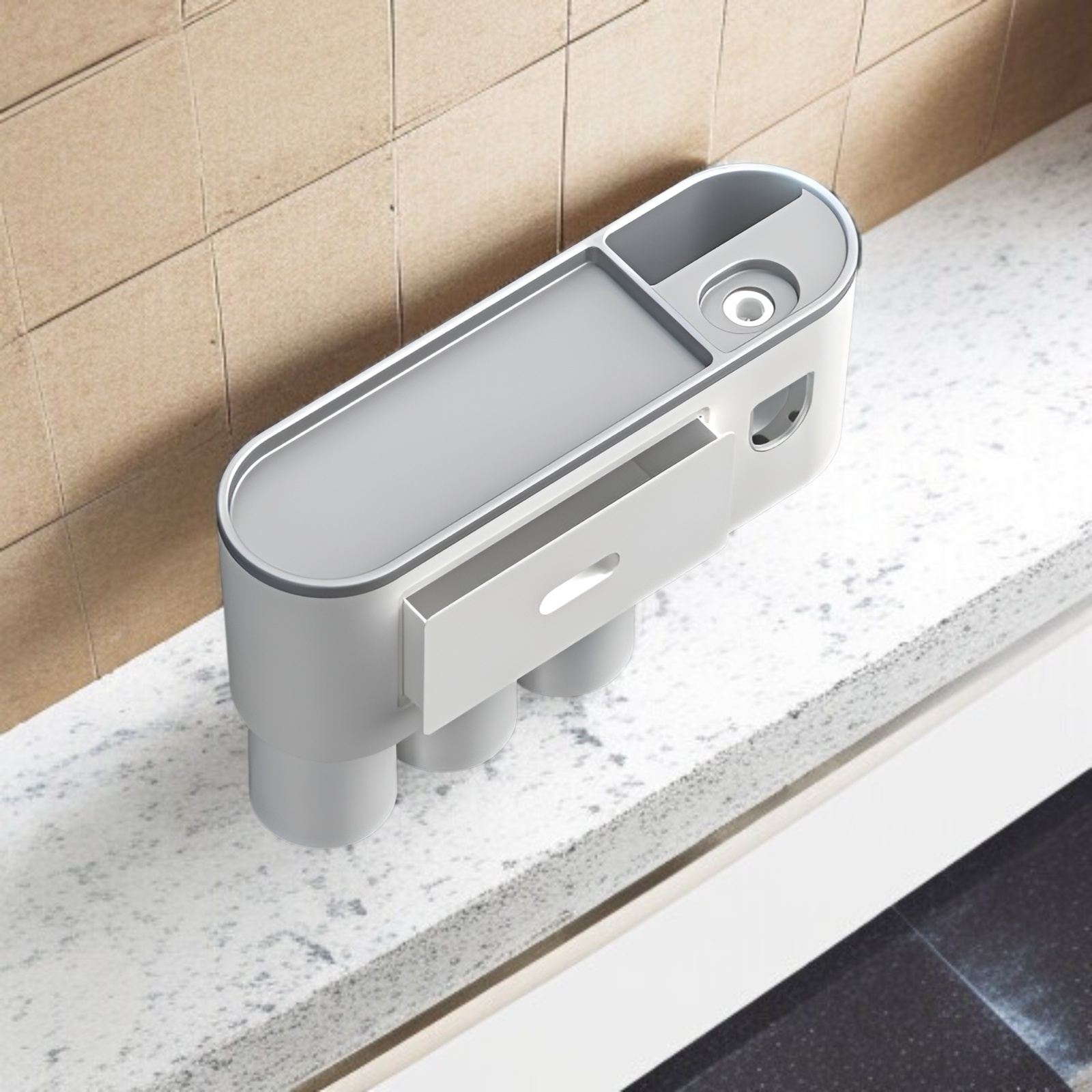 歯ブラシホルダー 歯ブラシラック 歯ブラシスタンド 収納 歯ブラシ置き 歯ブラシ立て 歯磨き粉絞り器 マジックツール バスルーム 壁掛け パンチフリー 磁気マウスウォッシュカップ 収納ラック 磁気一体