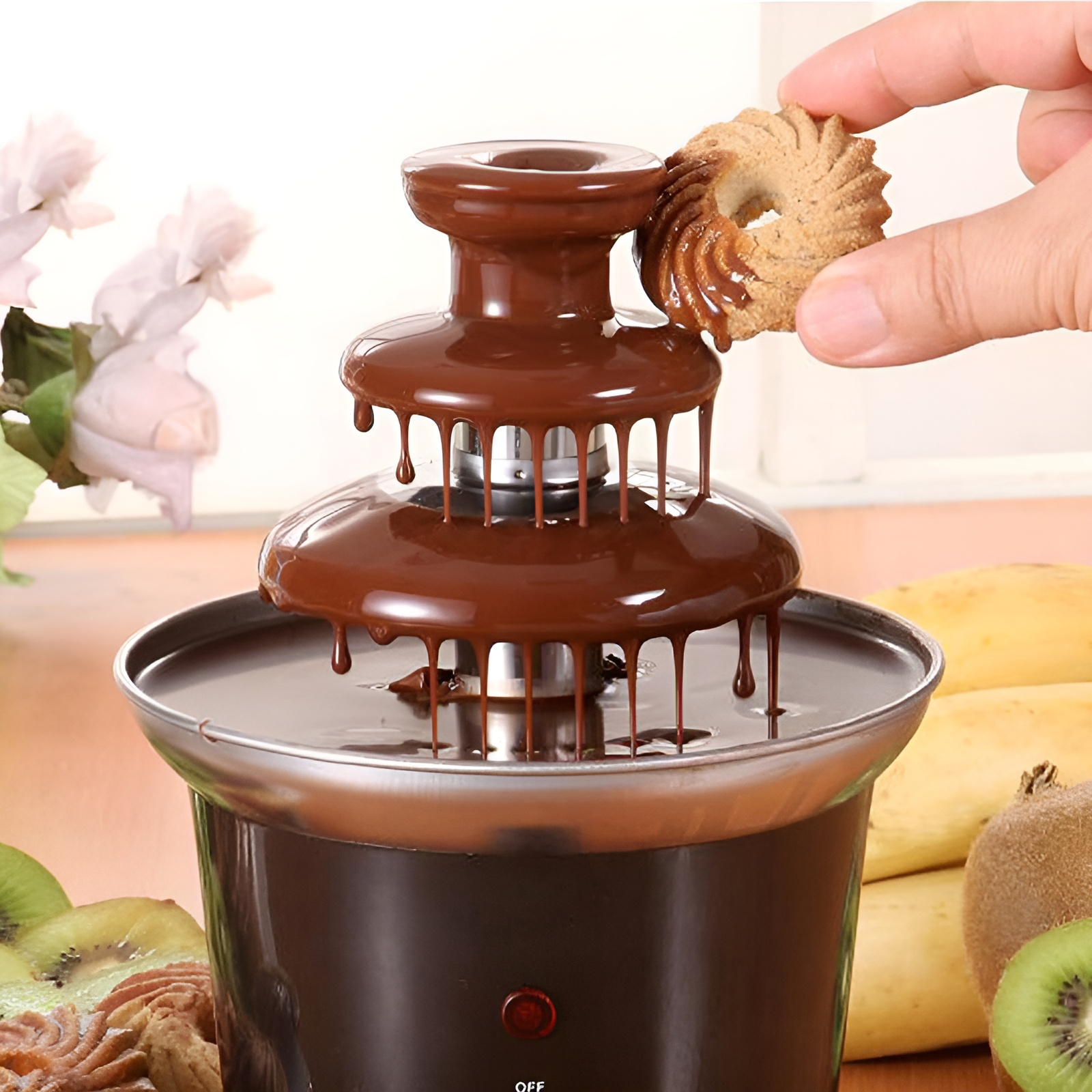 家庭用ミニチョコレートマシン3層チョコレートファウンテンホットポットDIY自家製電気加熱チョコレート溶解タワー