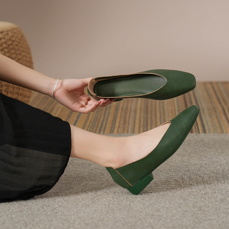 여성 소프트 스퀘어 펌프스 편안한 통풍 백배 출근 단화 플랫 발에 닳지 않는 여성 단화 소프트 코튼 굽 낮은 단화