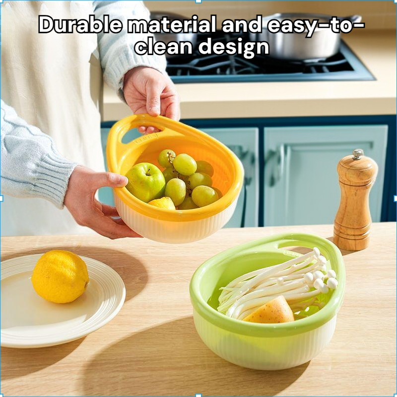 Double layer handle drain basket kitchen