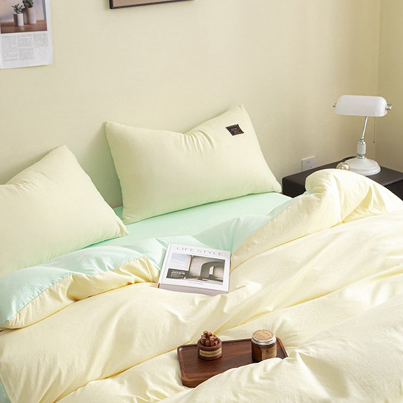 無地の水洗綿のシーツ4点セットの布団カバーです