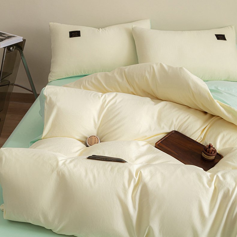 無地の水洗綿のシーツ4点セットの布団カバーです