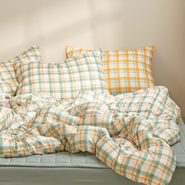 コットンチェック柄寝具4点セット
