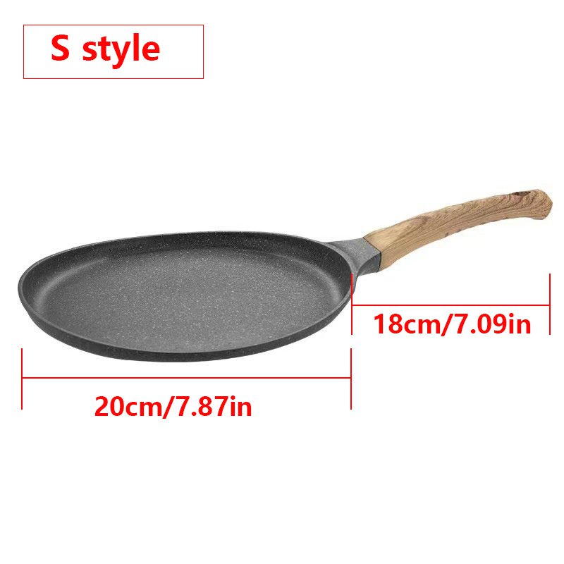 1pc 크레페 팬 팬케이크 팬 나무 손잡이가있는 붙지 않는 프라이팬 오믈렛 냄비 요리 스테이크 팬 주방 유도 크레페 제조기