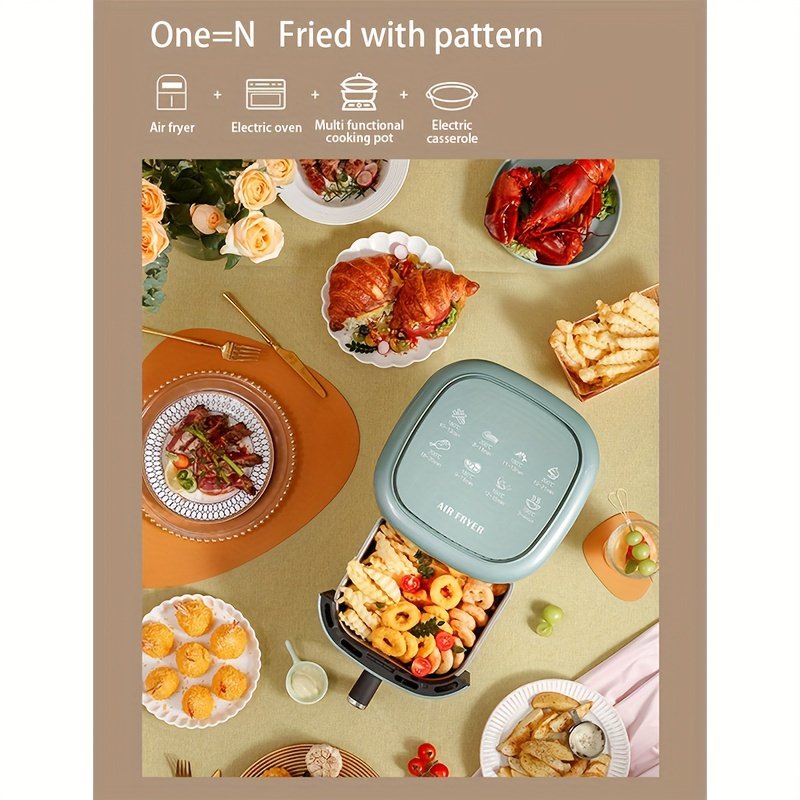 대용량 5L 에어 프라이어 및 핫팟 콤보 - 무기름, 스마트, 자동 - 프렌치 프라이 등에 완벽함 - 1350W