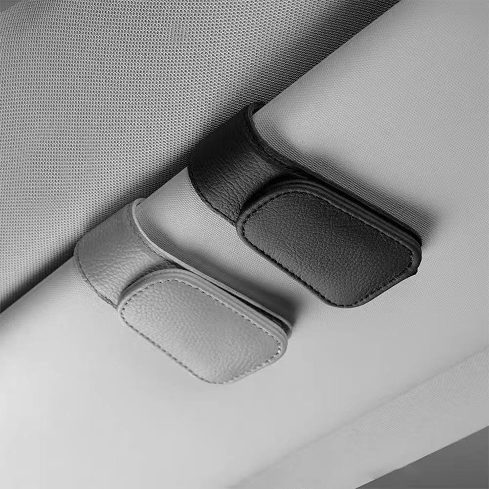 Multifunctional Car Glasses Clip Car Glasses Frame Leather Car Sun Visor Storage Box Car Sunglasses 