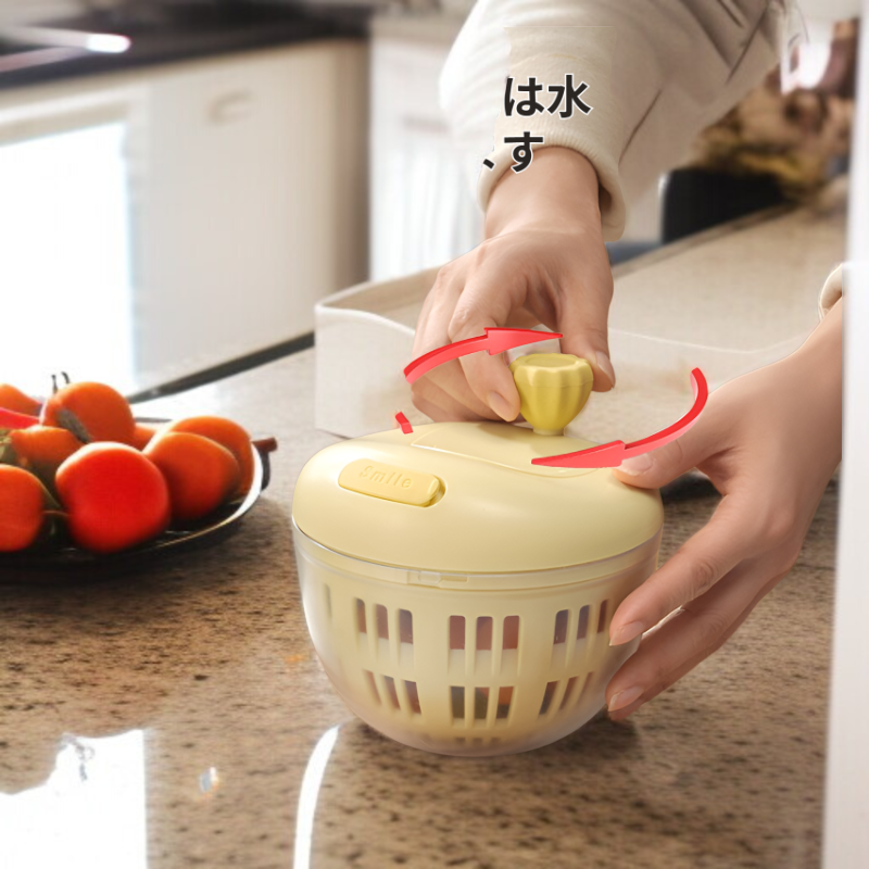 サラダ野菜乾燥機 家庭用排水乾燥機 果物 手動 水かご キッチンツール 野菜洗い桶 工芸品