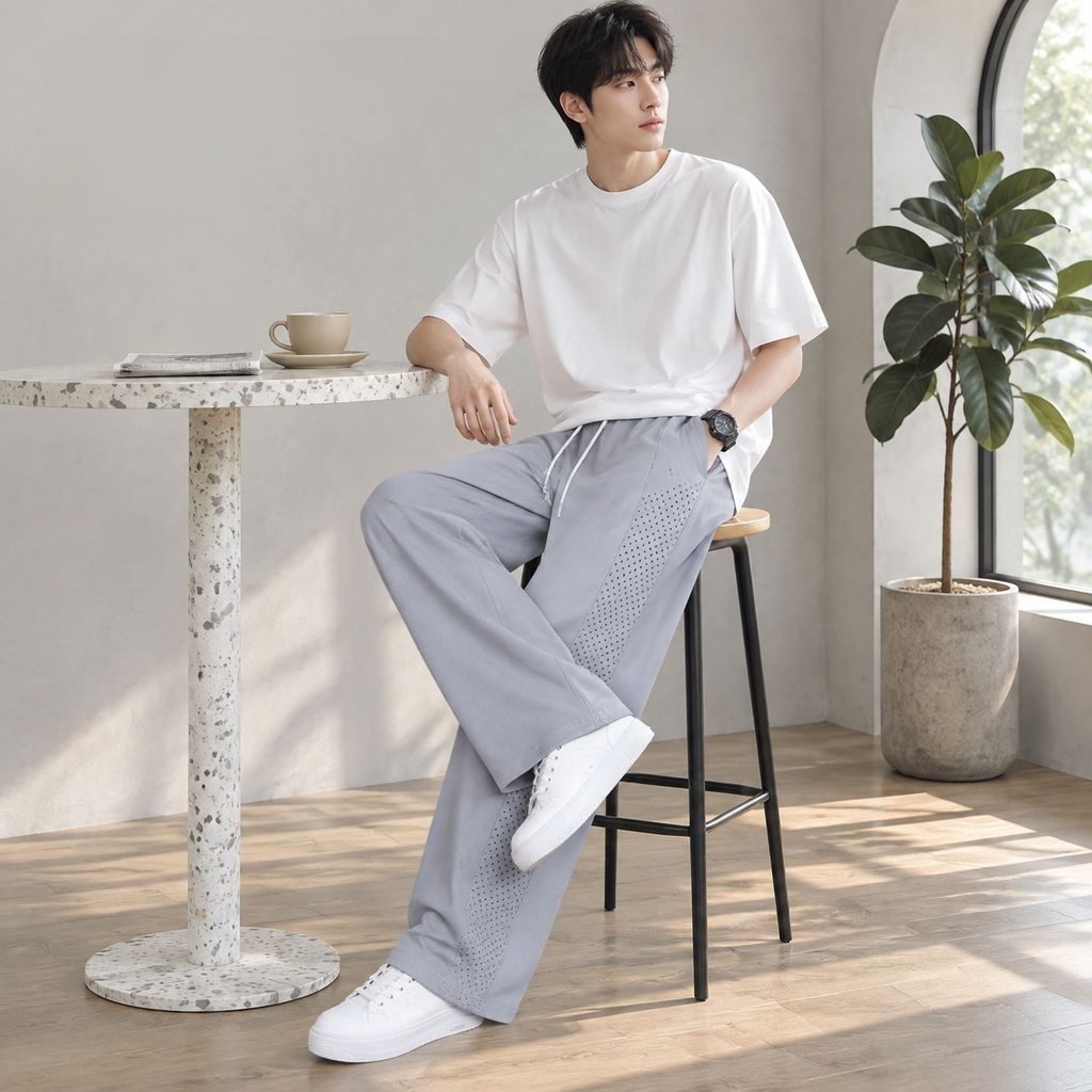 Pantalones casuales rectos de ajuste holgado