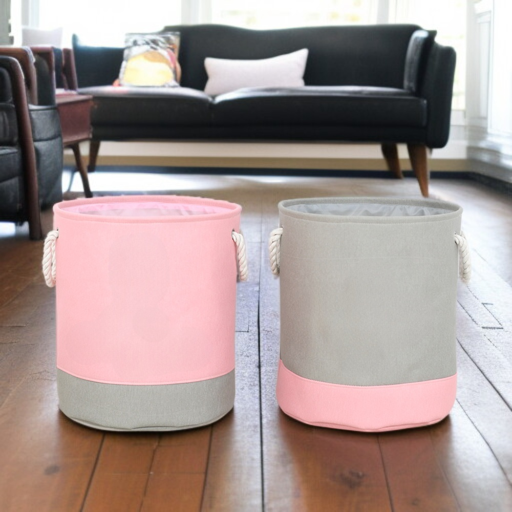 持ち手付き大容量布芸収納かご