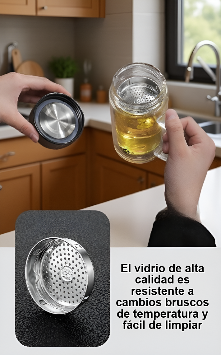 Taza de agua de vidrio de doble pared hecha a mano