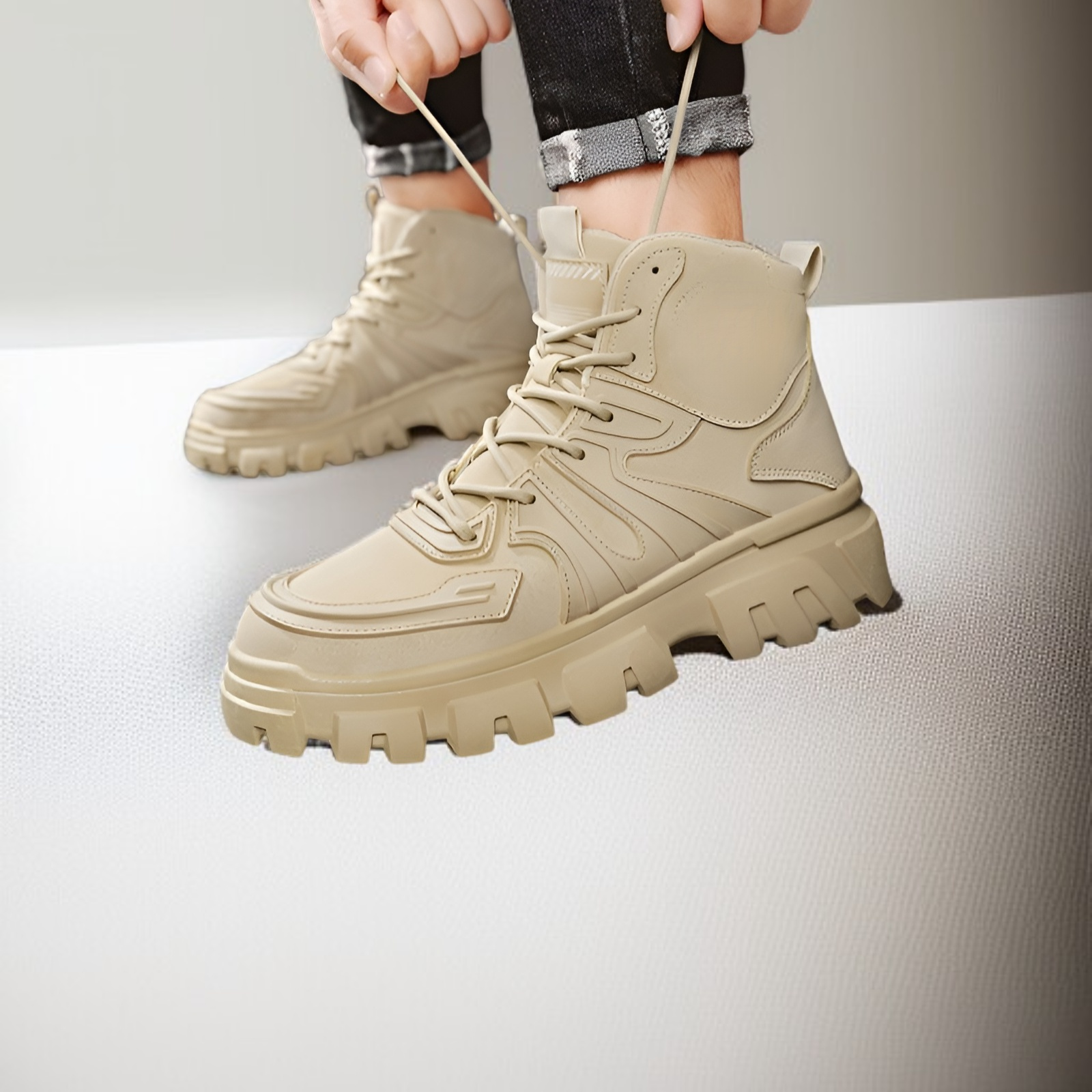 メンズ厚底ハイキングマーチンシューズ