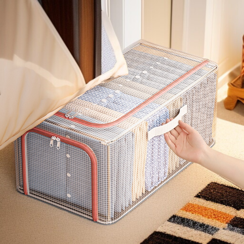 Caja de almacenamiento de ropa de malla de PVC transparente