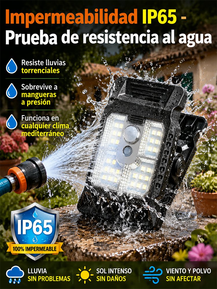 Foco Solar Radar IP65: Pinza de 1s y 10 años con 0€ de luz！