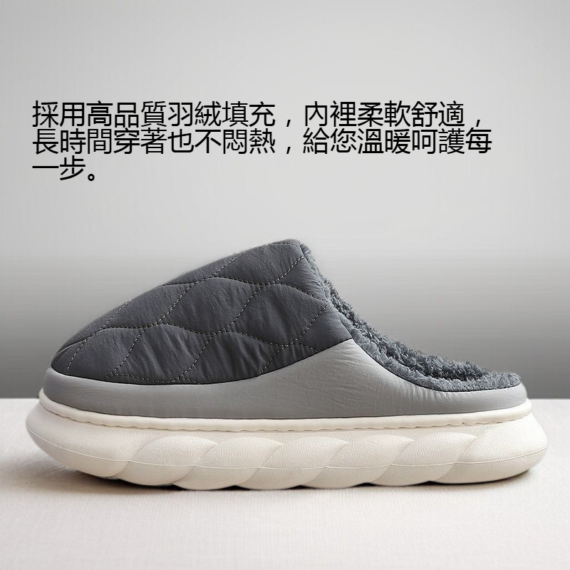 男士室內防滑厚底羽絨拖鞋