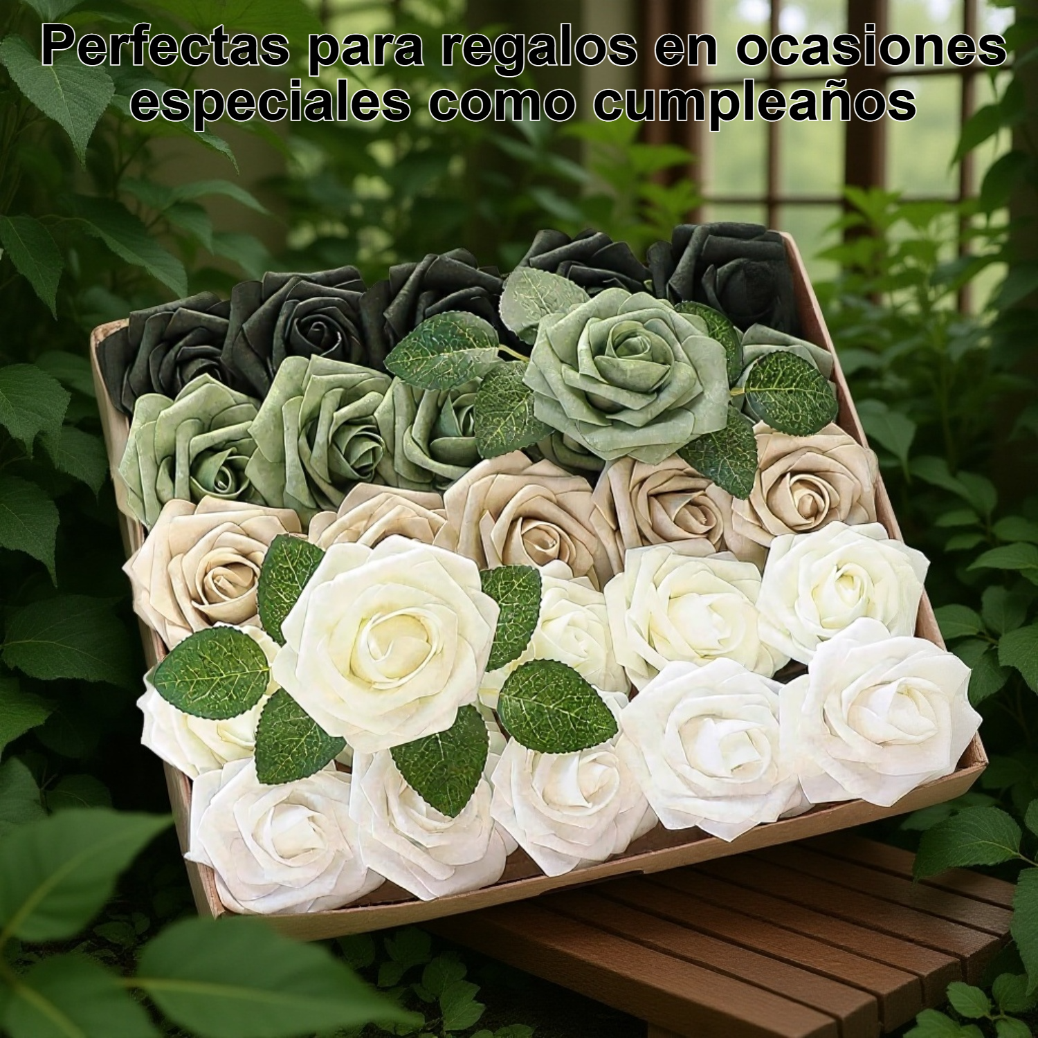 Ramo de 25 rosas artificiales en florero