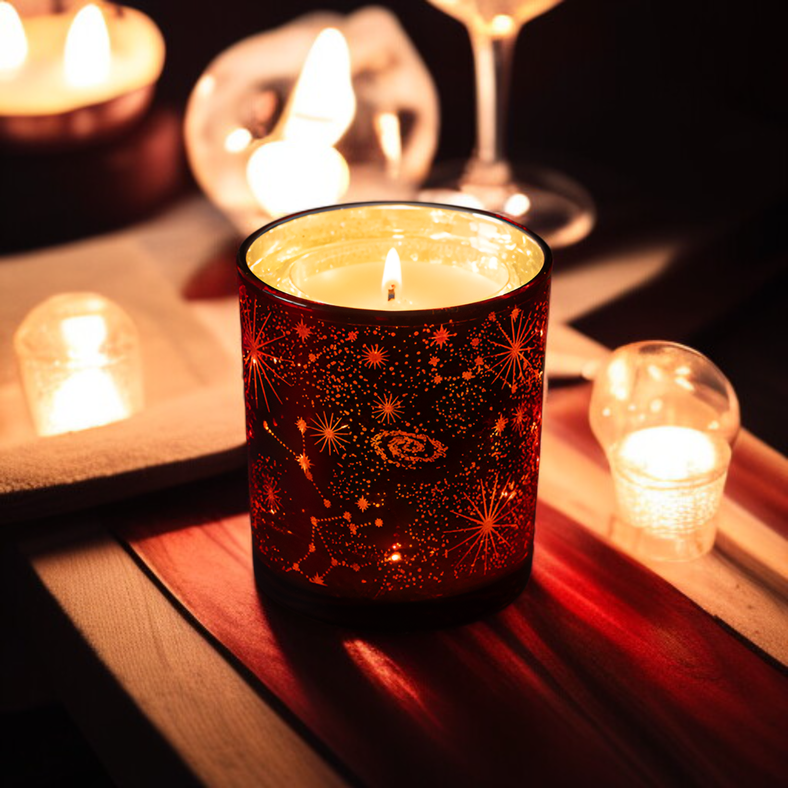 다양한 색상의 LED 조명 향초 비교