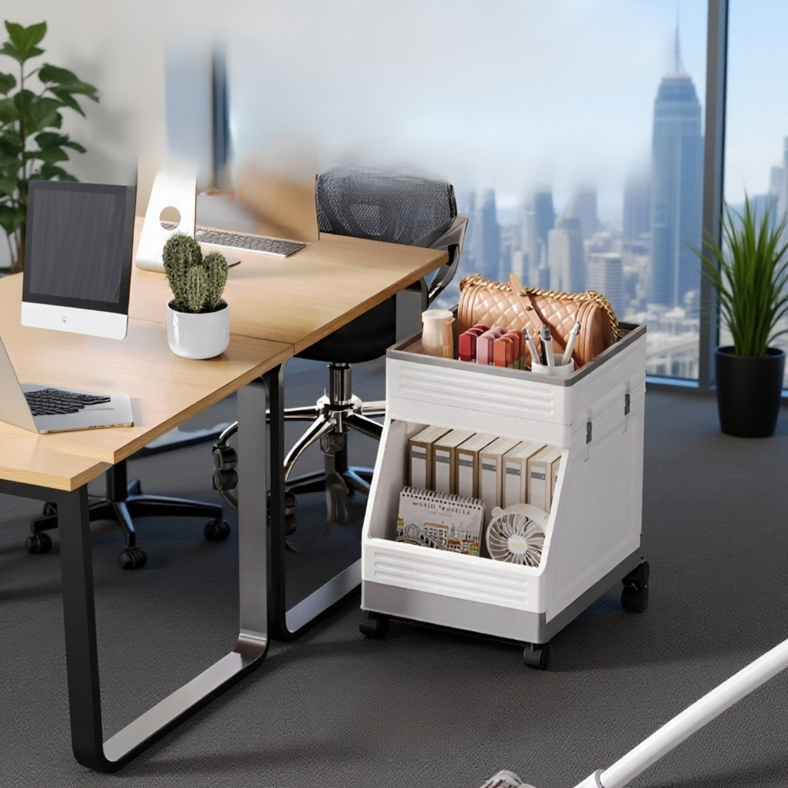 Faltbares Lagerregal unter dem Schreibtisch, Aufbewahrungsregal für Aktentaschen am Arbeitsplatz, do