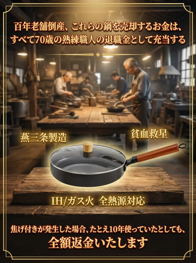 ノンコーティング窒化処理 鉄フライパン