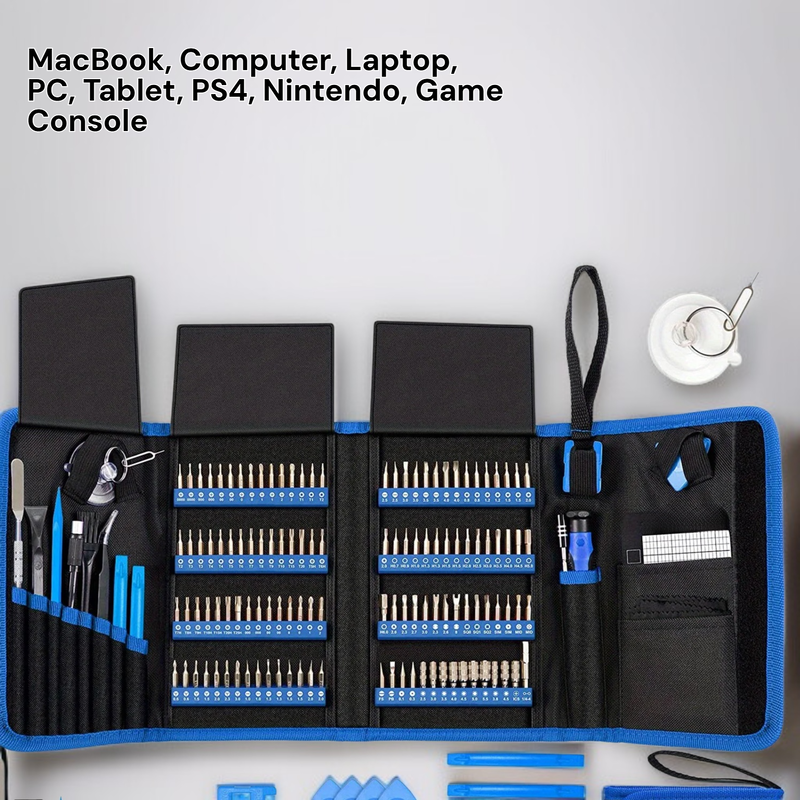 Electronic Repair Toolkit with 120 Precision Magnetic Bits for Mobile Devices and Gaming Consoles