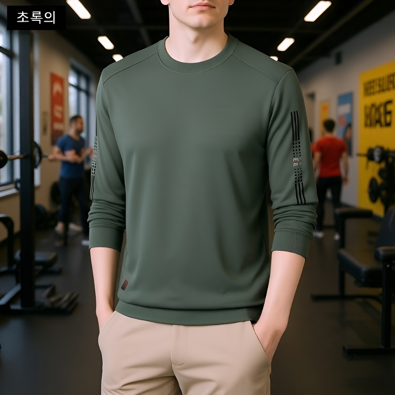 남성용 캐주얼 라운드넥 긴팔 티셔츠