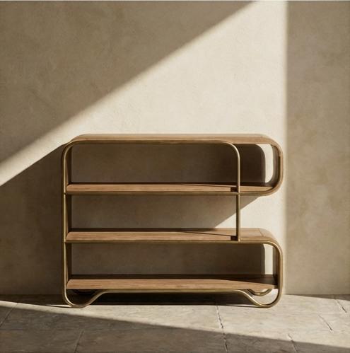 Detailní pohled na vícevrstvý botník