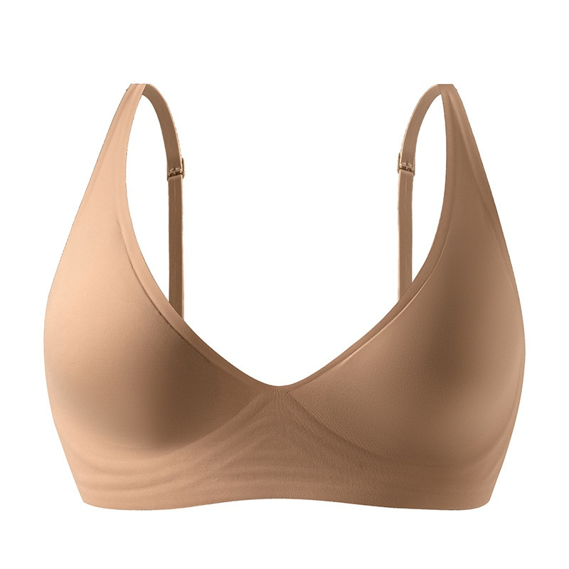 Seamless Gathered Breathable Comfortable Deep V Jelly Strip Anti-Sag Bra