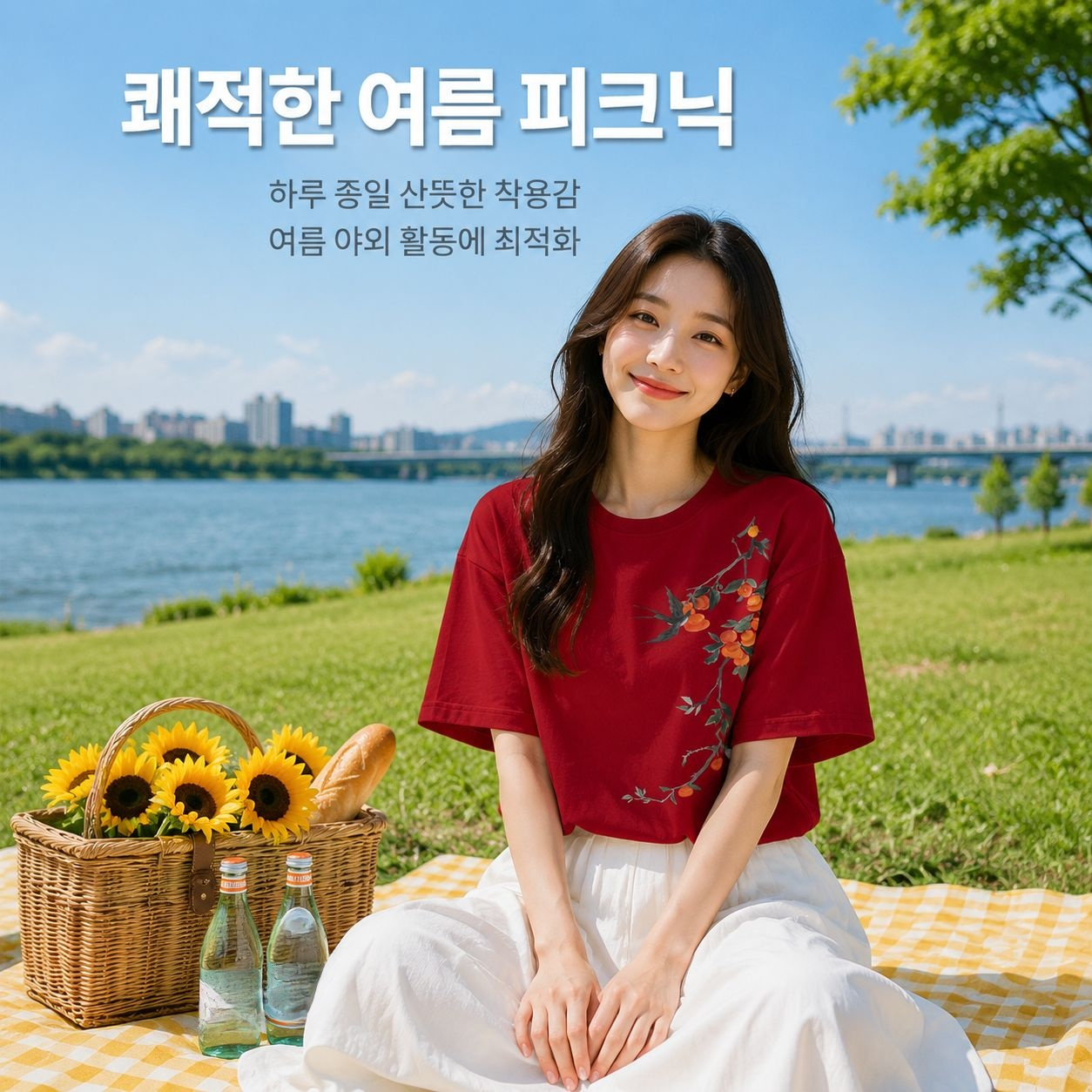 기질 있는 화이트 빅사이즈 여성 박시 프린트 반팔 티 상의